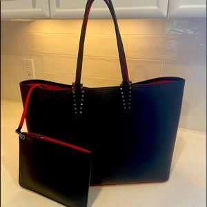 Structured Christian Louboutin Leather Tote.